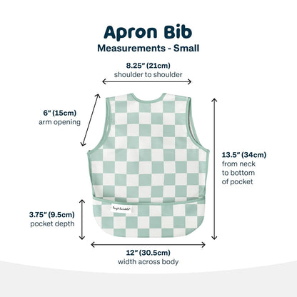 Tiny Twinkle Mess Proof Baby Bib - Waterproof & Lightweight Baby-Led Weaning Apron | 100% Recycled Polyester, Easy Clean & Machine Washable (Green Checkers, Small 6-24 Months)