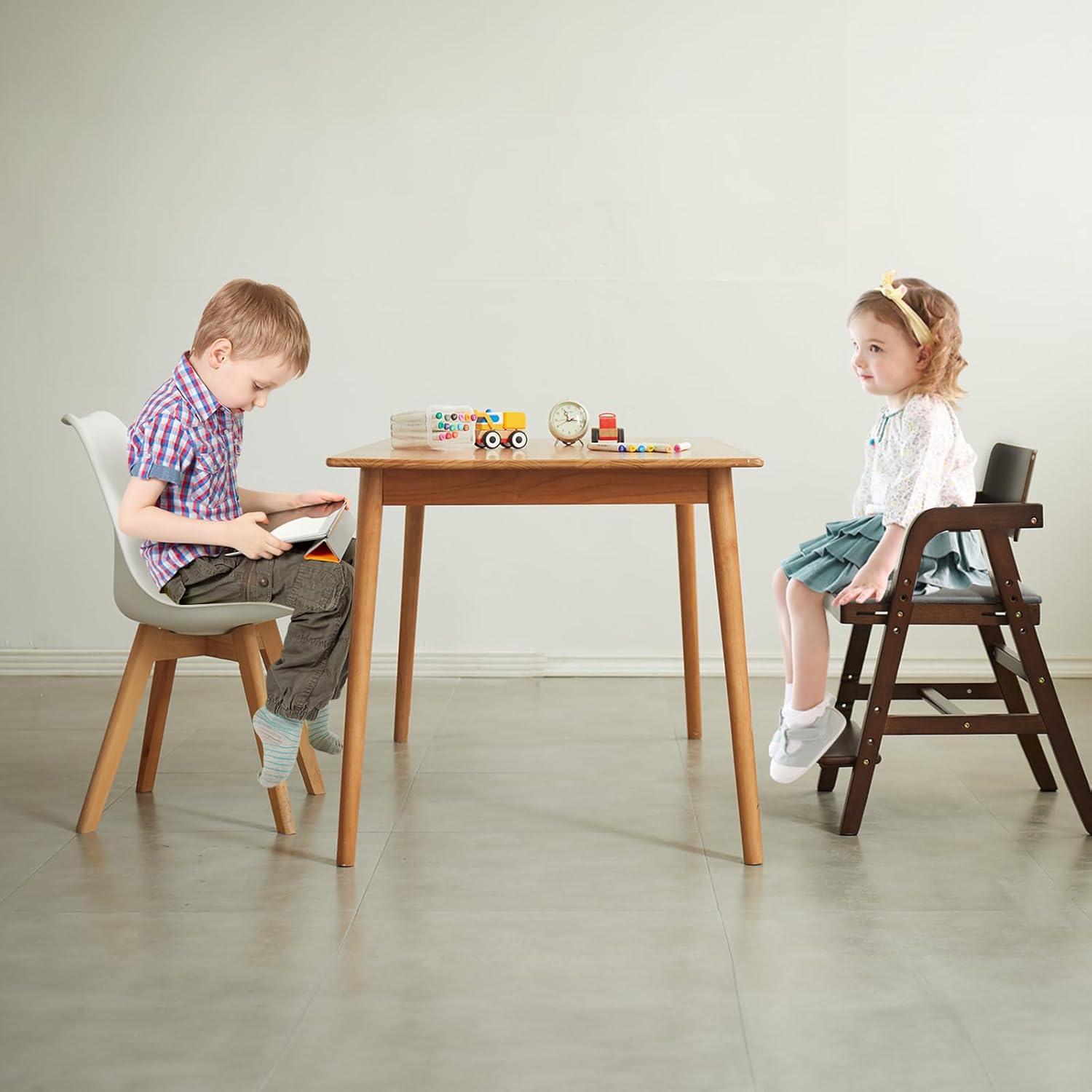 Solid Wood high Chairs for Toddlers,High Chair Grows with Kid for Dining, Study Chair for Children