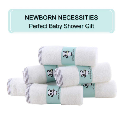 HIPHOP PANDA Baby Washcloths, Rayon Made from Bamboo - 2 Layer Ultra Soft Absorbent Newborn Bath Face Towel - Reusable Baby Wipes for Delicate Skin - Gray Stripe, 30 Pack