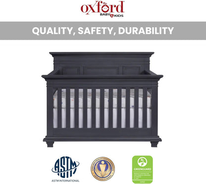 Oxford Baby Weston 4-in-1 Convertible Baby Crib, Midnight Slate, Green Guard Gold Certified