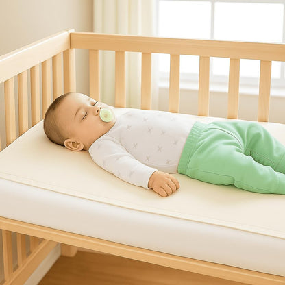 Organic Cotton Crib Mattress Protector - Water Resistant Flat Sheet Liner Pad, Skin Friendly