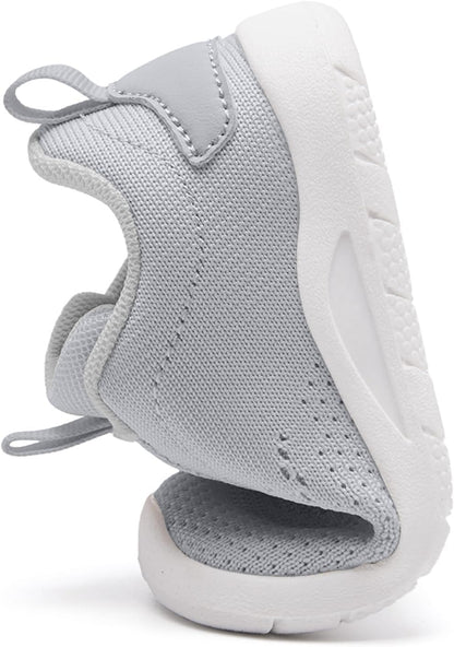 MORENDL Toddler Slip On Sneakers Baby Walking Shoes Non-Slip Breathable Unisex Pink Mesh Lace-Up Athletic Sneakers Infant Running Shoes