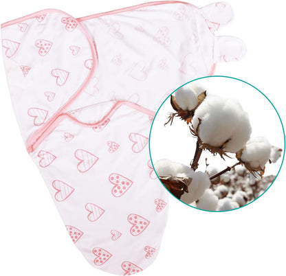 Biloban Baby Swaddle for Girls 0-3 Months, Cotton Blanket, Newborn Essentials, Lovely Pink Print, 4