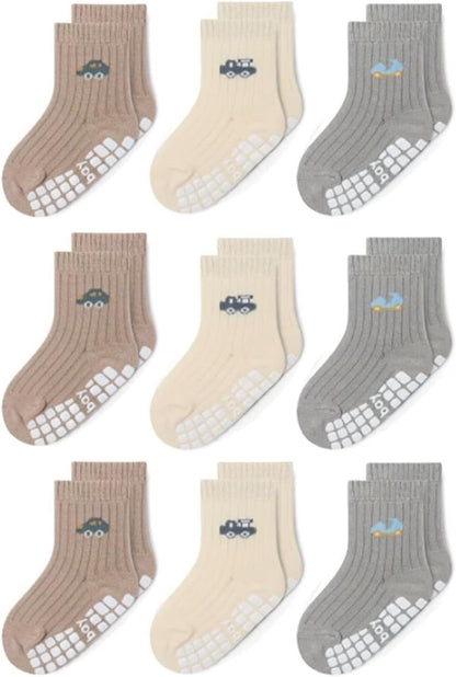 Baby Non Slip Ankle Socks with Grippers for 0 Months-7 Years Old Walking Socks
