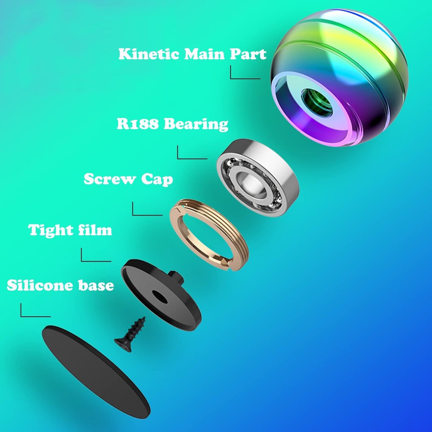 Metal Kinetic Desk Toy, Optical Illusion Fidget Spinning Top Ball, Unique Executive Stress Relief Gift for Adults (Multicolored)