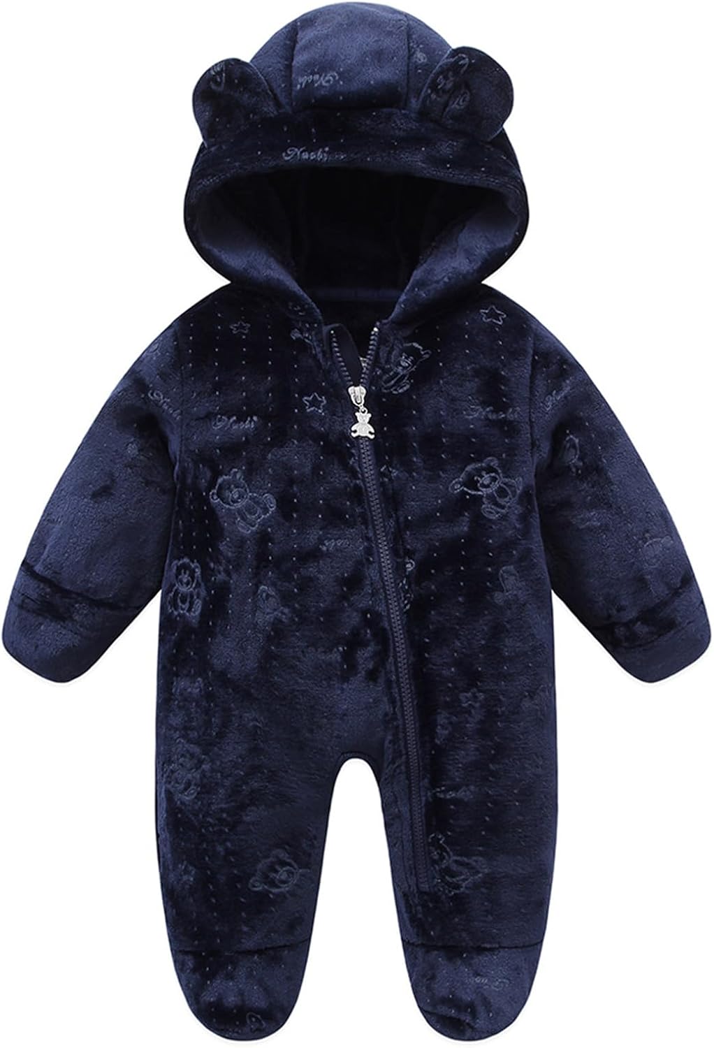 Fairy Baby Newborn Baby Bear Onesie Thin Fleece Footie Romper Snowsuit Hooded Jumpsuit Bodysuit Winter Outwear Boy Girl 0-12M