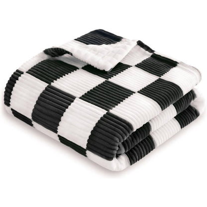 HOMRITAR Black and White Baby Blanket for Boys Ultra Soft Warm Lightweight Toddler Blanket with