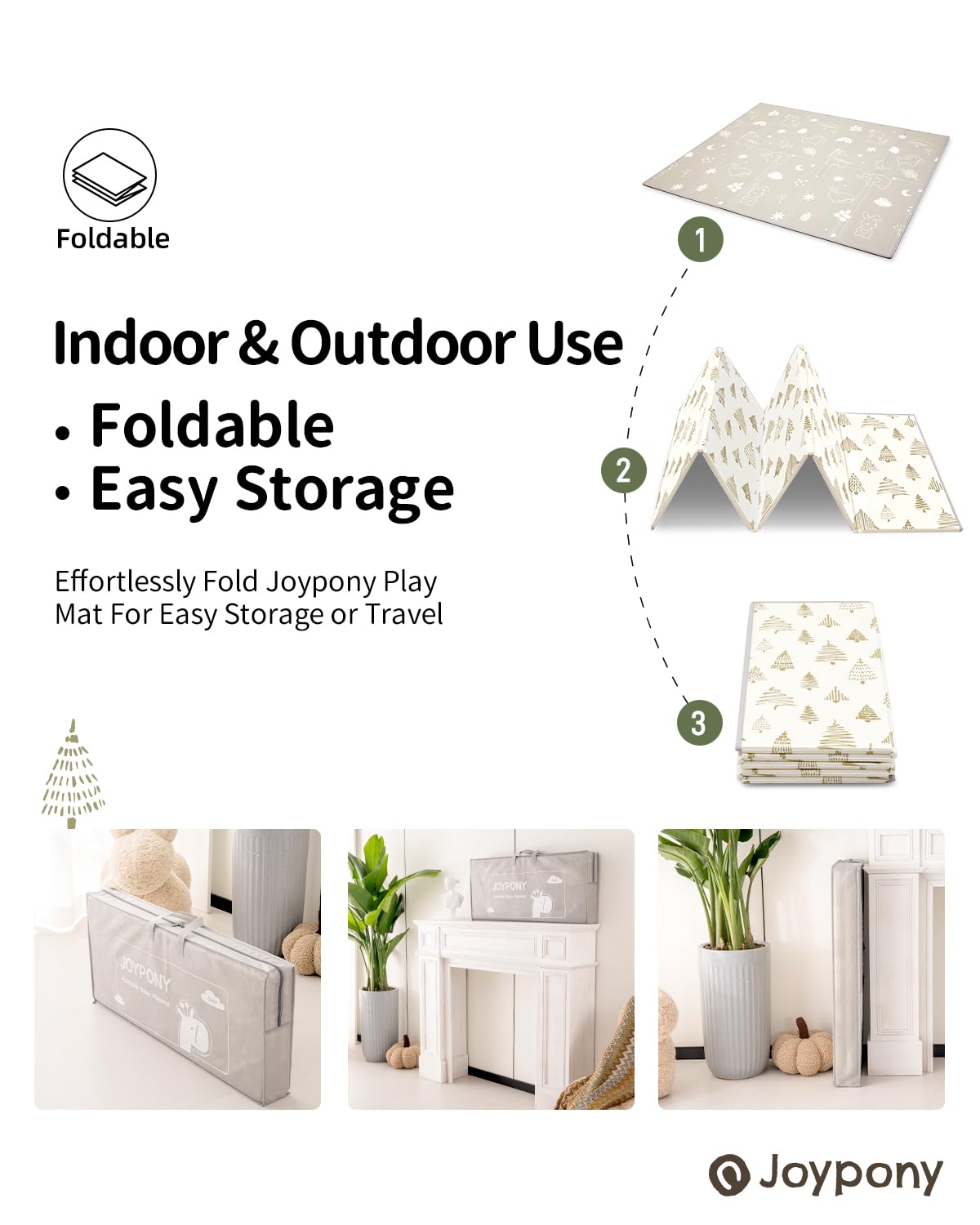 Baby Play Mat 79x 71 Inch, Extra Large Foldable Play Mats for Babies and Toddlers, Waterproof & Anti-Slip Portable Baby Floor Mat for Tummy Time, Non Toxic Foam Play Mat for Floor Travel Bag