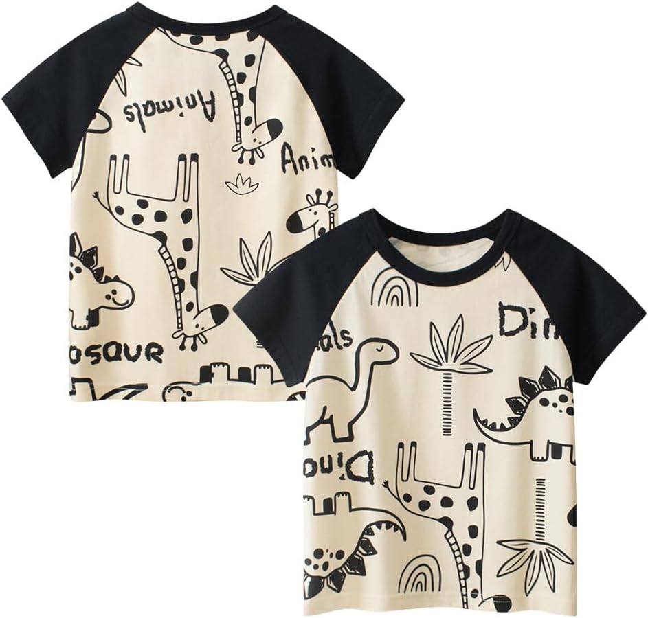 Boys' 4-Pack Excavator Short Sleeve Crewneck T-Shirts Top Tee Size 2-7 Years Toddler Boys' Value Pack Cotton T-Shirt