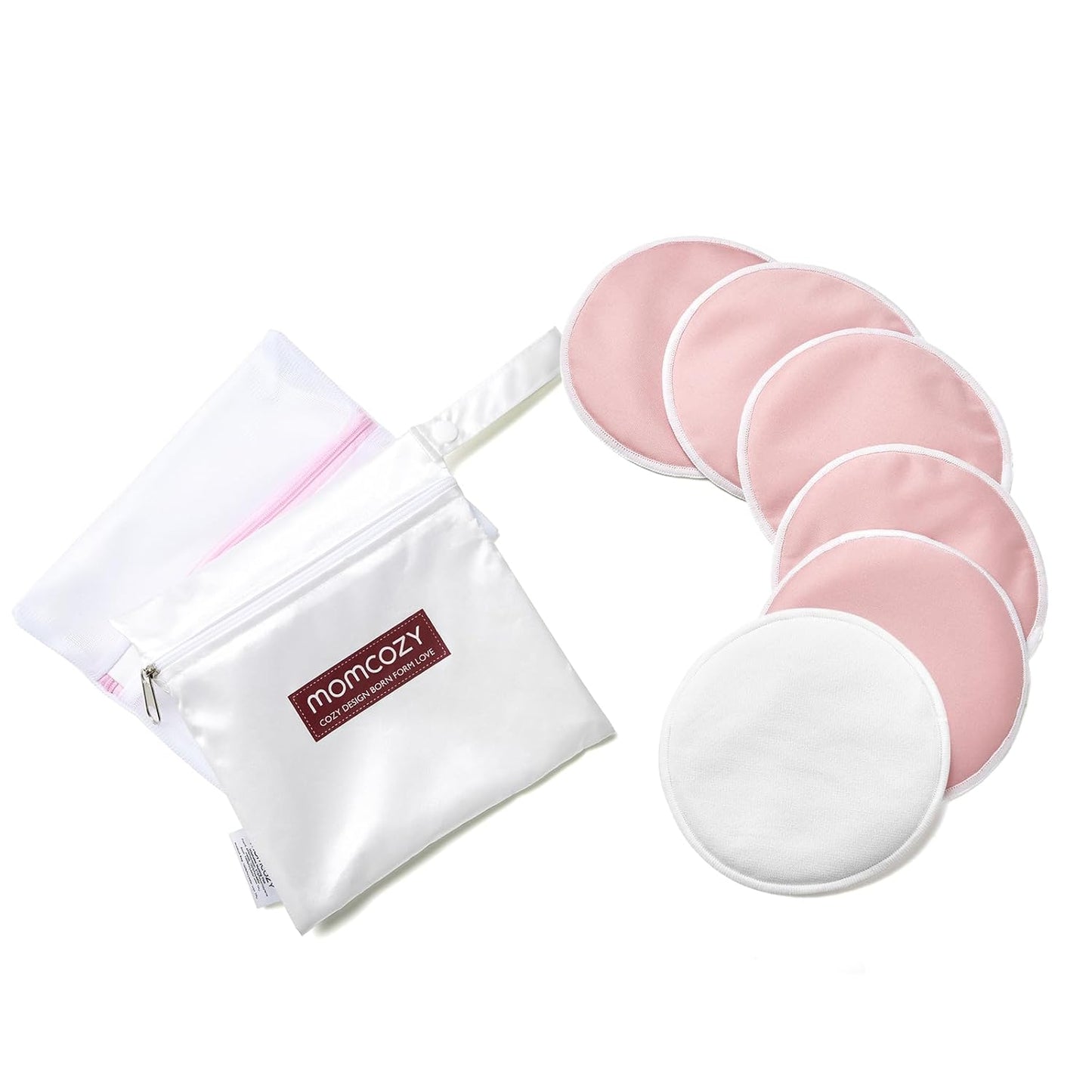 Momcozy Reusable Breast Pads 6 Count, Ultra Thin Washable Nursing Pads, Come with Dry & Wet