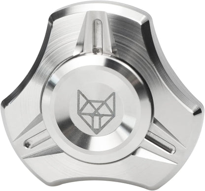 FREELOVE Metal Fidget Spinner, Stainless Steel Heavy, Long Spinning Toys, Cool Silent, Small Mini 4th Fox Figette Spiner for Adults Men Anxiety, Quiet Bearing, CNC Silver
