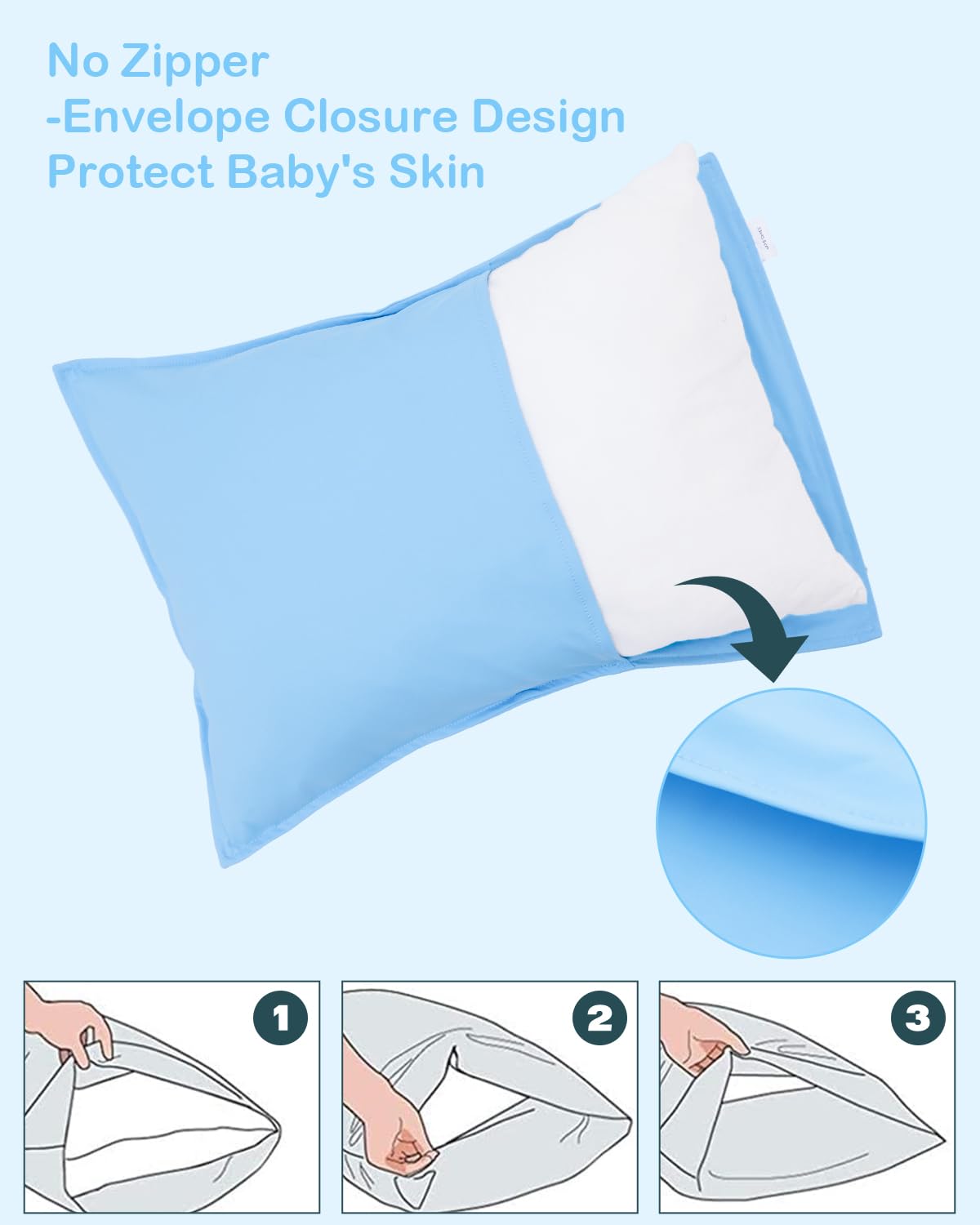 ALVABABY Toddler Pillowcases Stretchy Soft Kids Pillow Cover 2 Pack Fit 13"x 18" or 12"x16" Envelope for Girl Boy Sleepy Travel Pink 2TPN02A