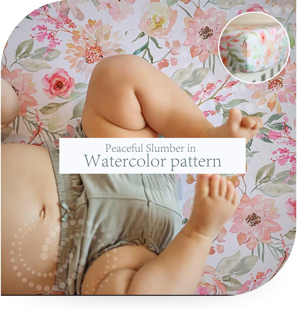Baby Girls Crib Sheets | 2 Pack Floral Ultra-Soft Bedding for Crib Mattress and Toddler Beds