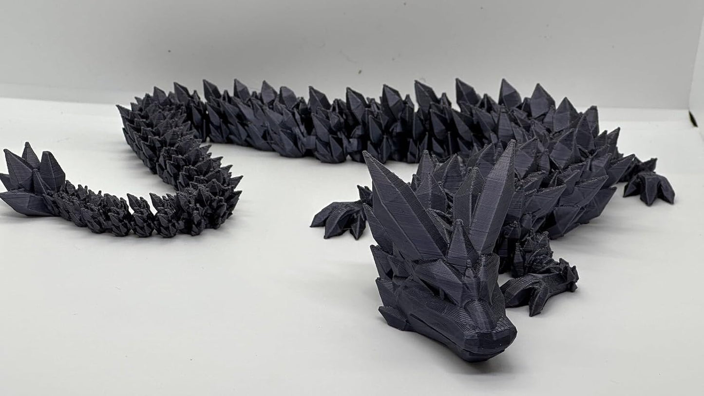 Crystal Dragon - Articulated Flexi Dragon - 3D Printed Gift (Baby, Black)