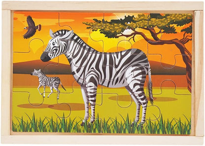 OLYDAUS Wooden Jigsaw Puzzles - Farm and Wild Animals - Set of 8 Puzzles - Preschool Kids and Toddlers Age 3 4 5