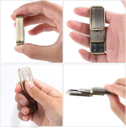 Magnetic Metal Fidget Toys - Metal Poker Push Card Fidget Slider Stress Relief Toy, Men’s EDC Toy Fidget Toy Haptic Coin, Office Desk Toys Gifts for Boyfriend and Father (Brass CP3)