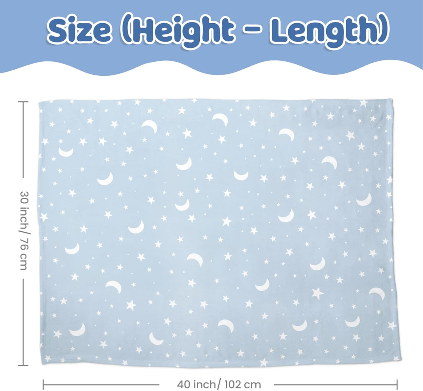 Star Baby Blanket 30 x 40 Inches for Boys Girls, Soft Plush Receiving Blanket with Dotted Back