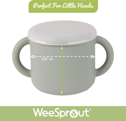 WeeSprout Snack Containers, Food Grade Silicone Cups, Spill-Proof Tops For Toddlers and Babies