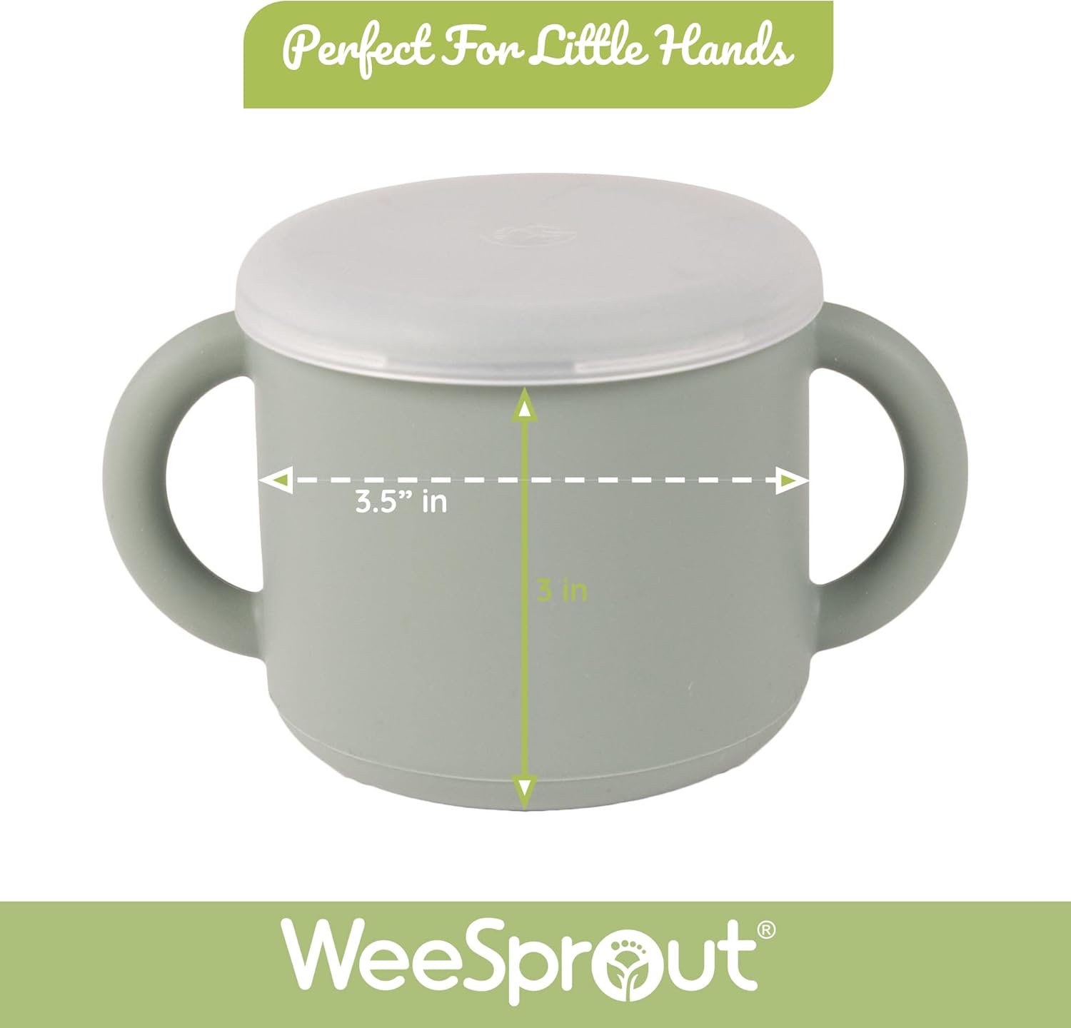 WeeSprout Snack Containers, Food Grade Silicone Cups, Spill-Proof Tops For Toddlers and Babies
