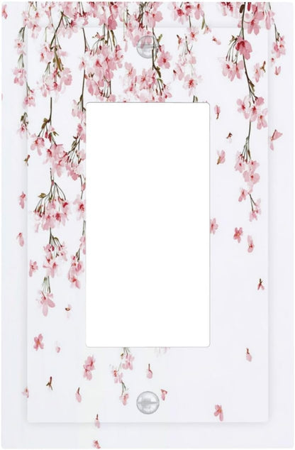 Decorative Outlet Covers Sakura Plant Floral Pink Flowers 1 Gang Single Rocker Light Switch Cover Plate Wall Plates Gfci Faceplate For Bed Room Living Room Decor