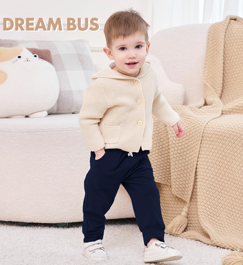 DREAM BUS Pack of 3 Toddler Jogger Pants with Pocket Toddler Boy Sweatpants Baby Boy Pants Infant Newborn Leggings