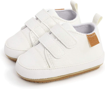 SOFMUO Baby Boys Girls High Top Ankle PU Leather Sneakers Soft Rubber Sole Infant Moccasins Newborn Oxford Loafers Anti-Slip Toddler Wedding Uniform Dress Shoes