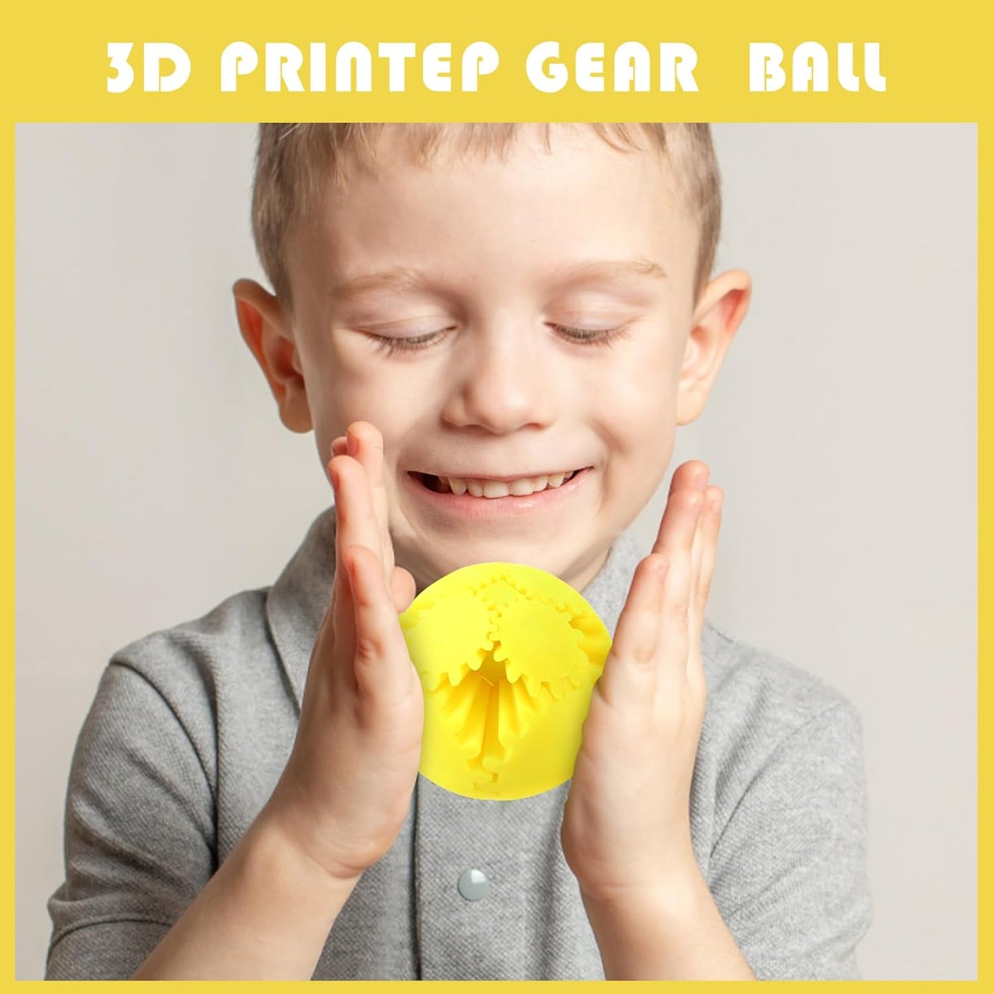 MerryXD Gear Ball Fidget Toy,GearSphere Desk 3D Printed Perfect for Stress and Anxiety Relaxing Fidget Toy Gear Fidget Sphere Activity Gear Ball for Adults Grow in The Dark Yellow