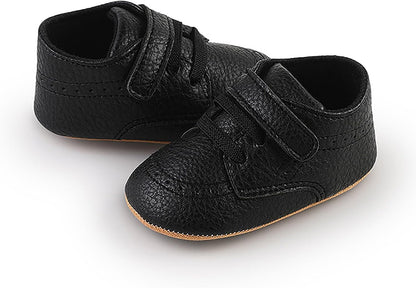 SOFMUO Baby Boys Girls High Top Ankle PU Leather Sneakers Soft Rubber Sole Infant Moccasins Newborn Oxford Loafers Anti-Slip Toddler Wedding Uniform Dress Shoes