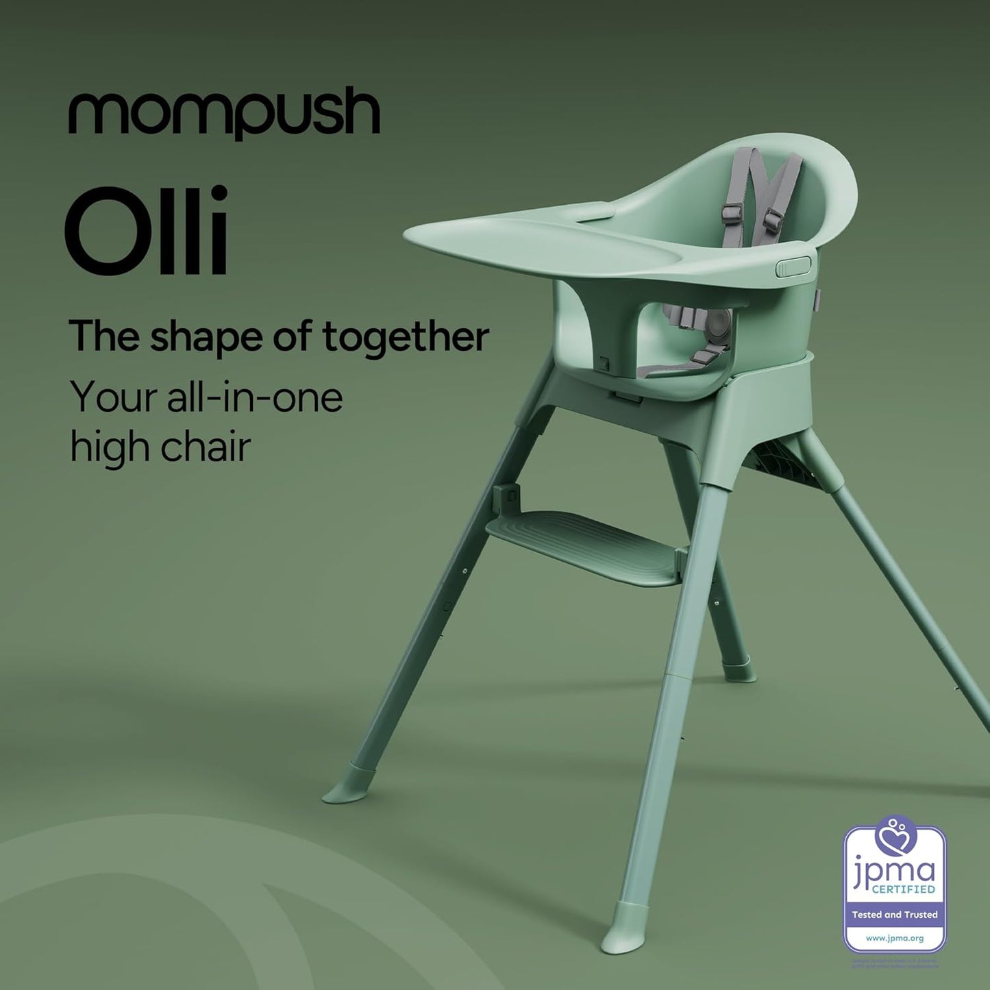 Mompush Olli 7-in-1 Convertible High Chair for Babies and Toddlers – Adjustable Height & Footrest