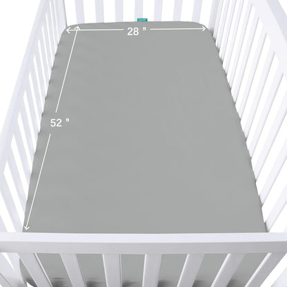 Crib Sheets Waterproof 2 Pack, Crib Mattress Protector, Toddler Fitted Crib Sheet Neutral, Ultra Soft & Breathable Toddler Bed Sheets for Boys and Girls, Grey & Navy