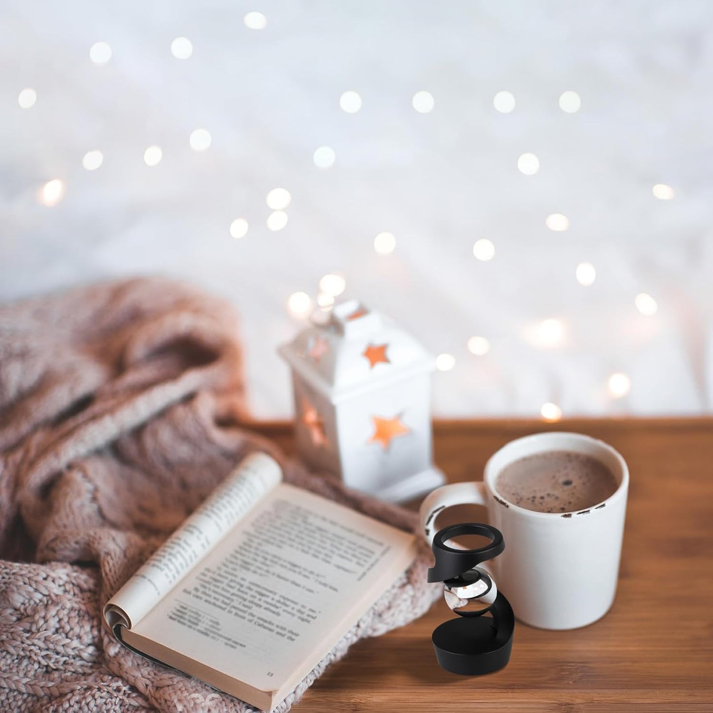 Gravity Defying Kinetic Desk Toy, Desktop Suspended Gyroscope, Executive Desk Toy Levitating Spinning Metal, Rotating Spinner with Floating Ball for Desktop Decor (Black)