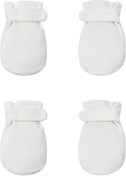 Newborn Baby No Scratch Mittens Stay On, 100% Cotton Breathable, Adjustable Infant Gloves for Baby Boys Girls Mittens