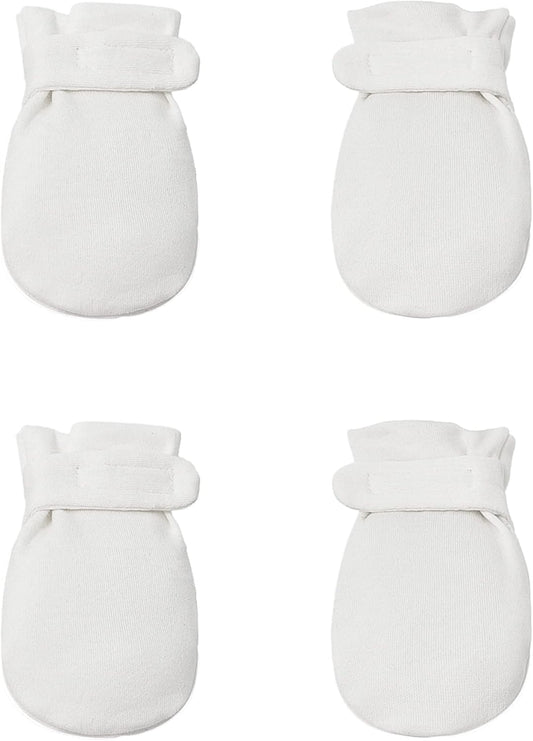 Newborn Baby No Scratch Mittens Stay On, 100% Cotton Breathable, Adjustable Infant Gloves for Baby Boys Girls Mittens