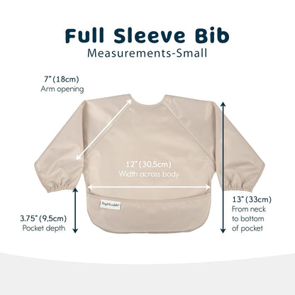 Tiny Twinkle Mess Proof Baby Bibs, 2pk Waterproof Smock Baby Bibs for Eating, Machine Washable Long Sleeve Bibs, Baby Led Weaning, Toddler Bibs, BLW Supplies (Periwinkle Putty, Small 6-24 Months)