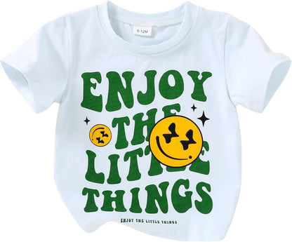 Happy Town Toddler Clothes Baby Boy Girl Smiley Face Shirt Short Sleeve T-Shirt Tee Summer Tops Outfits