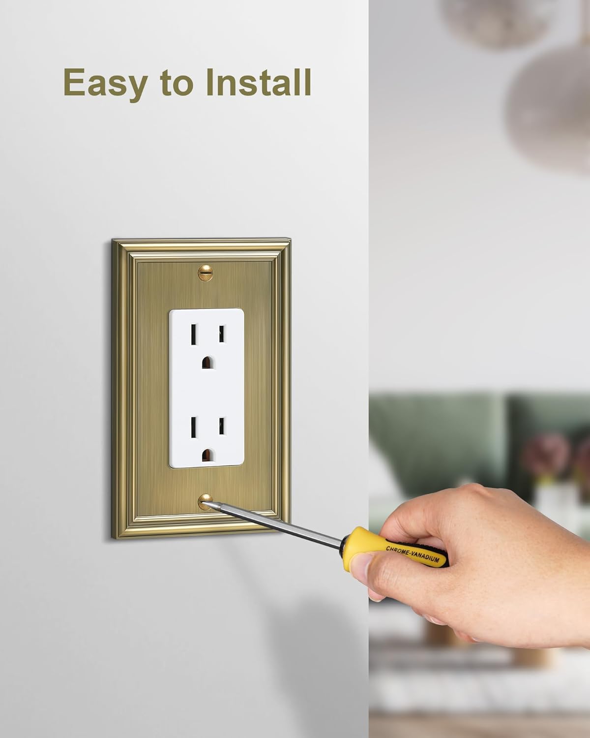 4-Pack Decorator Cover Plate, Antique Brass Decorative Switch Plates and Outlet Covers, Durable