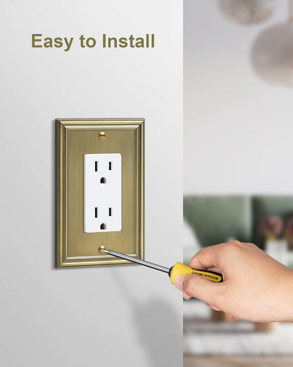 4-Pack Decorator Cover Plate, Antique Brass Decorative Switch Plates and Outlet Covers, Durable