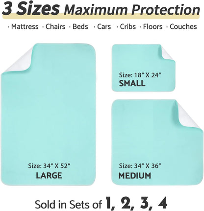 CoolShields Waterproof Bed Pads Incontinence 34'' x 52'' (2 Pack) Washable Reusable Bedwetting