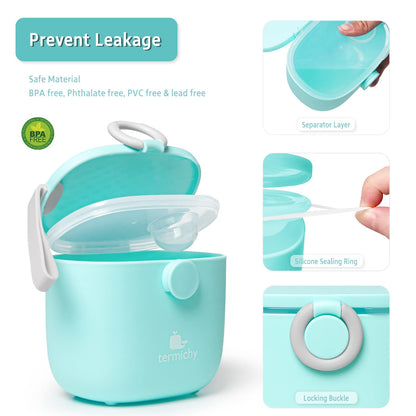 Termichy Baby Formula Dispenser, Portable Milk Powder Dispenser Container with Carry Handle and