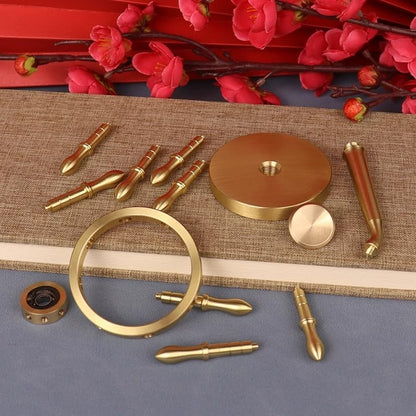 Brass Spinner Ship Wheel, Kinetic Desk Toy Spin with Stand, High Speed Bearing Metal Hand Spinners Anxiety Finger Tabletop Toys Gyro （Small）