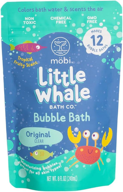 Mobi Little Whale Bubble Bath, Tropical Fruity Scent Kids Body Wash, Gentle Moisturizing Tub Foam