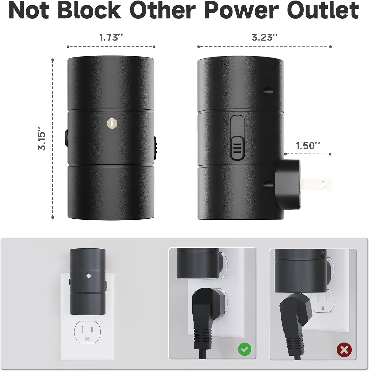 NIORSUN Night Lights Plug Into Wall,Plug in Night Light with 3 Light Modes,Ultra-Slim Design,Dusk to Dawn Sensor,0-100LM Dimmable Night Light for Hallway Bathroom Stairway Bedroom,Black,4 Pack