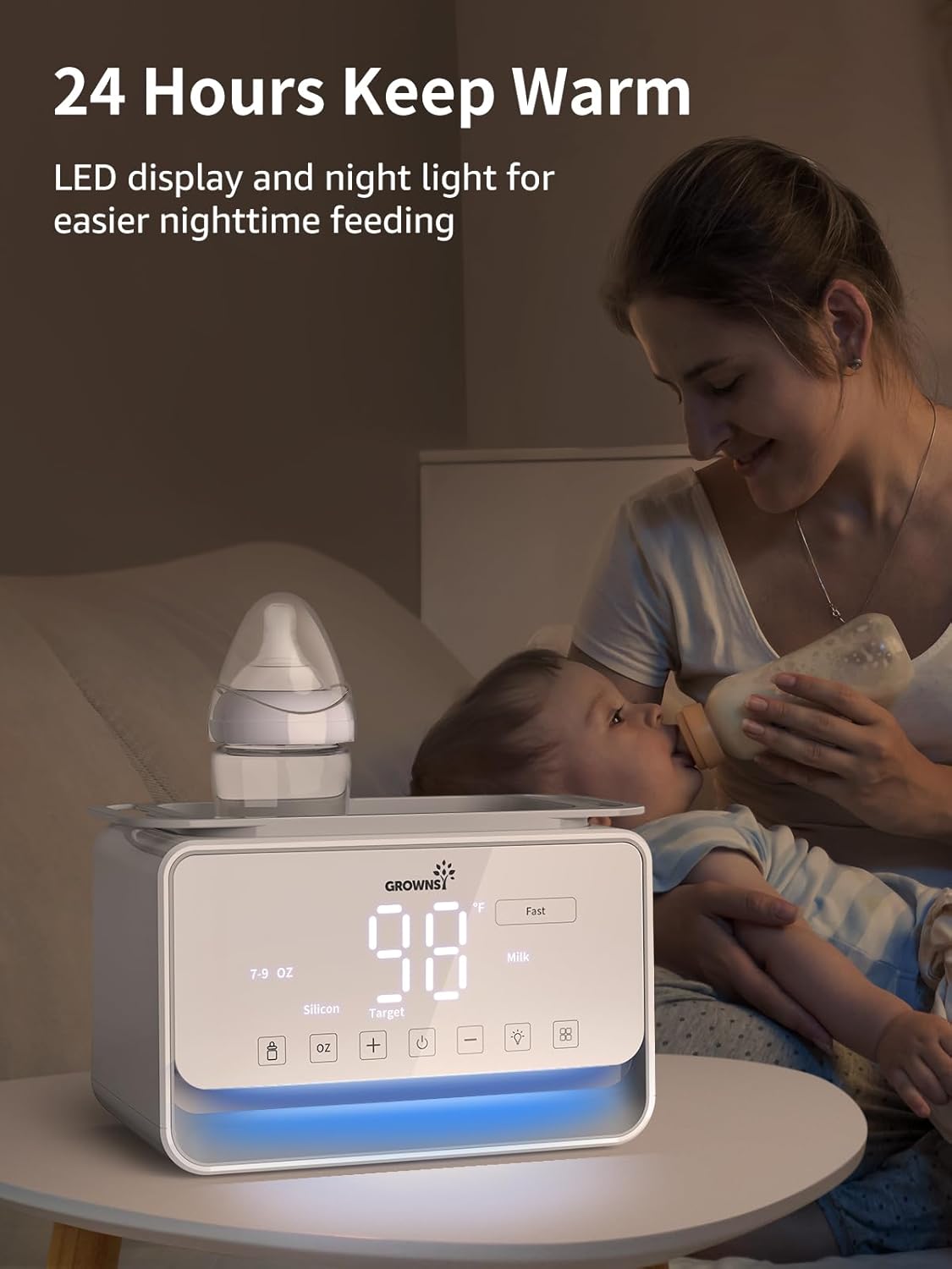 GROWSNY Fast Baby Bottle Warmer, 12-in-1 Milk Warmer with Steam and Water Bath Warming Modes for