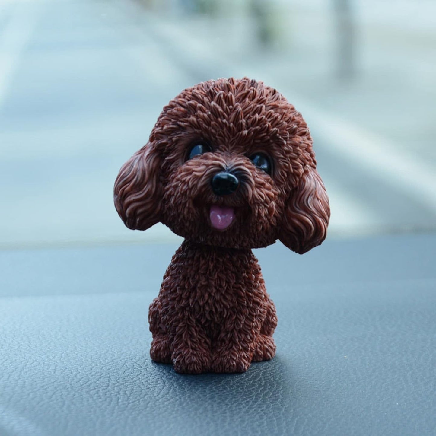 Resin Bobbing Head Dog Figurines Mini Bobblehead Puppy for Home Office Desk Car Dashboards Decor Ornaments (Teddy - Brown)