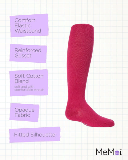 MeMoi Soft Pima Cotton Tights for Girls, Soft and Lightweight Opaque Tights for girls - Sizes 8 to 16