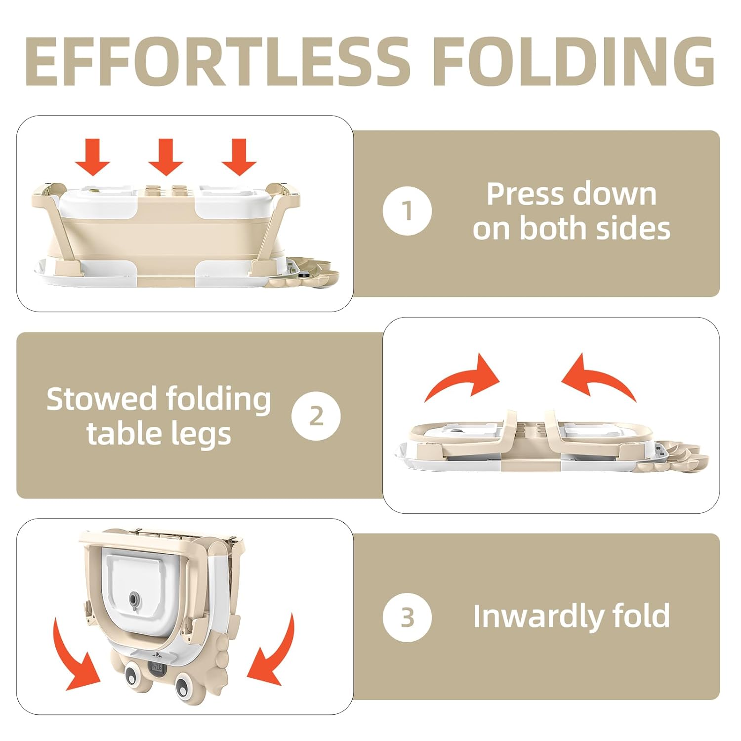Collapsible Baby Bathtub for Infants to Toddler with Real-time Temp Monitor+Floating