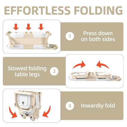 Collapsible Baby Bathtub for Infants to Toddler with Real-time Temp Monitor+Floating