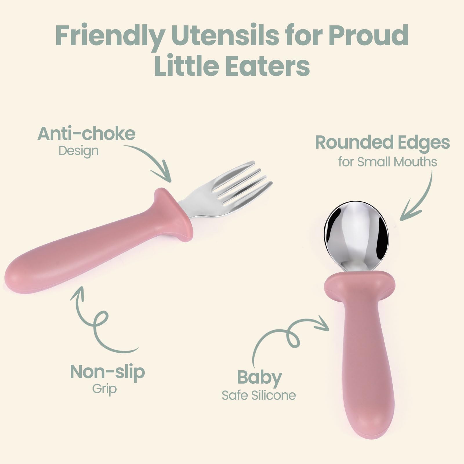 Eascrozn 2 Pack Silicone Baby Plates with Suction, Forks and Spoons Set