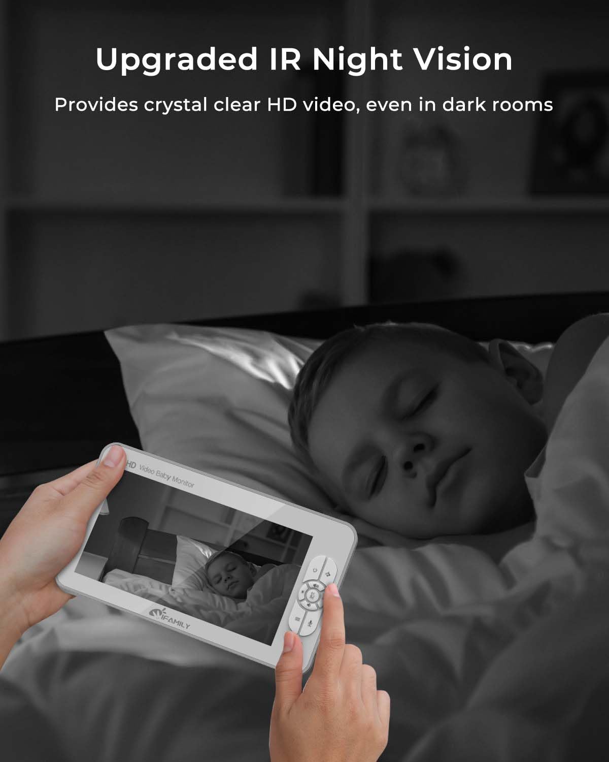iFamily 7" Large Split Baby Monitor with 2 HD Cameras and Audio, 1080P HD Video Baby Monitor No