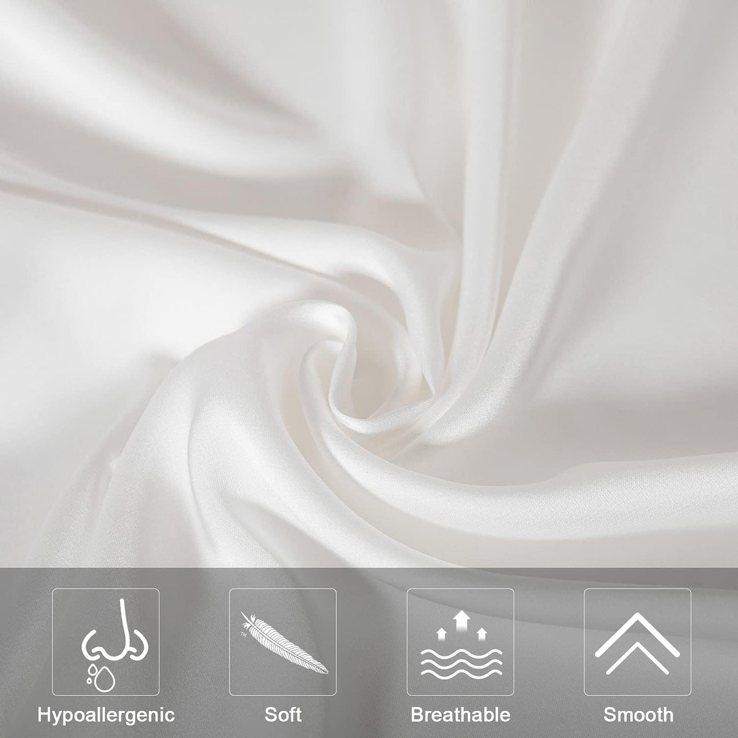 Mulberry Silk Pillowcase for Hair and Skin,Queen Size Cooling Silk Pillow Case with Hidden Zipper,Allergen Proof Dual Sides Soft Breathable Smooth Silk Pillow Cover for Women(Queen,White)